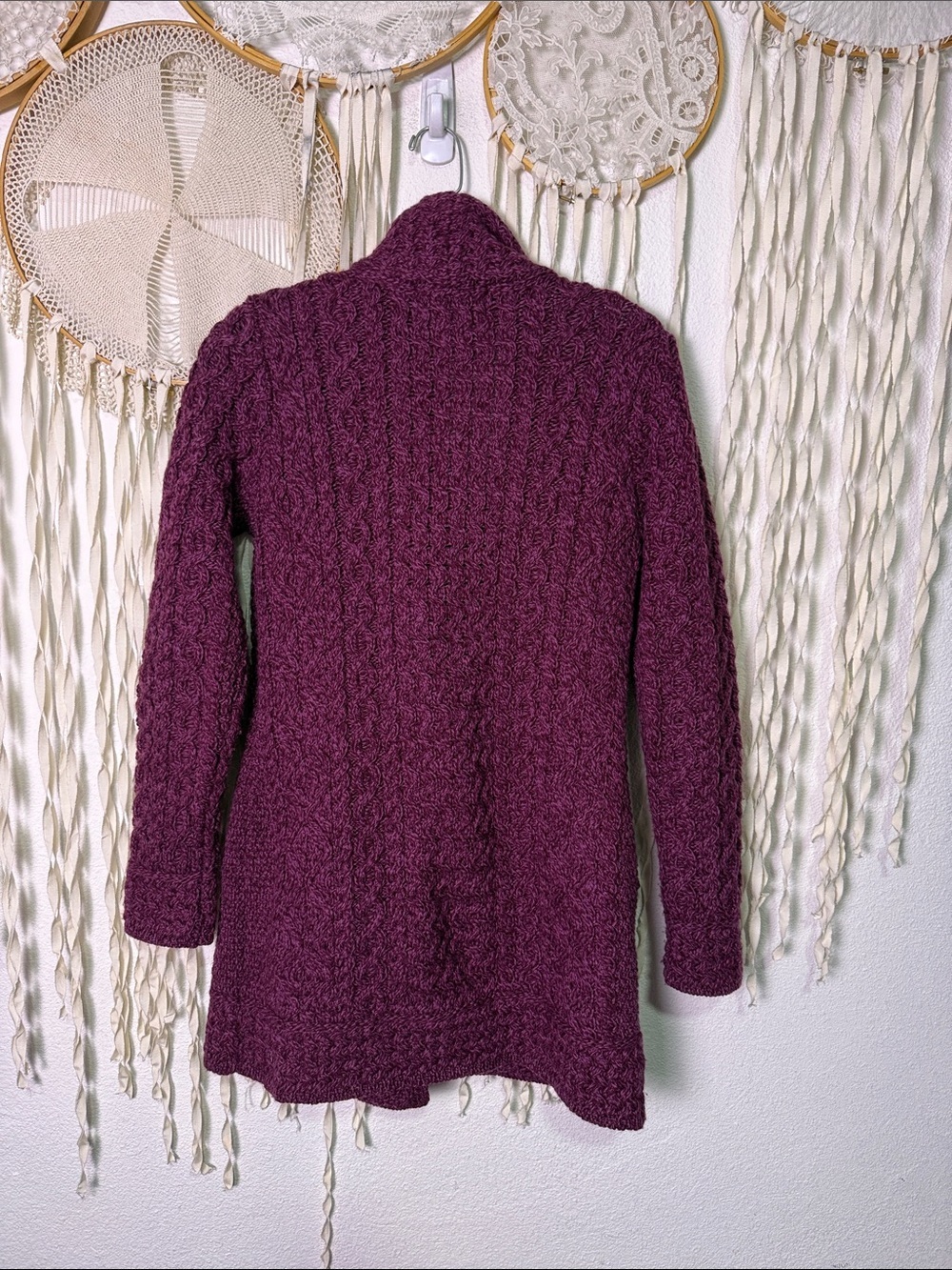 Aran Craft Merino Wool Long Sleeve Asymmetrical Zip Pockets Sweater Jacket XS - Picture 10 of 13